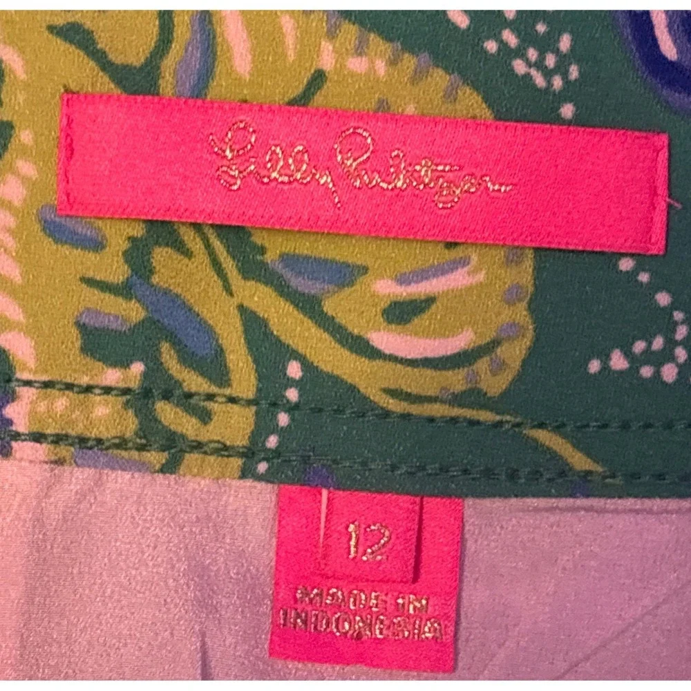 Lilly‎ Pulitzer Womens Green Blue Floral Skort Golf Tennis Skirt, Size 12